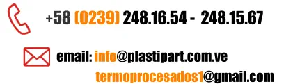 +58 (0239) 248.16.54 -  248.15.67  email: info@plastipart.com.ve               termoprocesados1@gmail.com